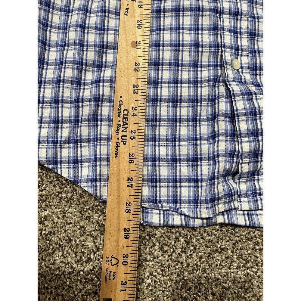 Ralph Lauren Cotton Blue and White Plaid Striped Button Down Shirt Men's Medium - Picture 9 of 9